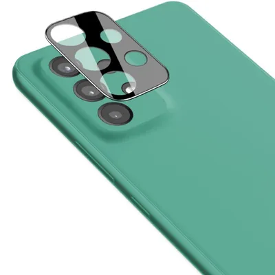 A close-up shot of a smartphone's rear camera lens protector placed on top of the phone's camera module.