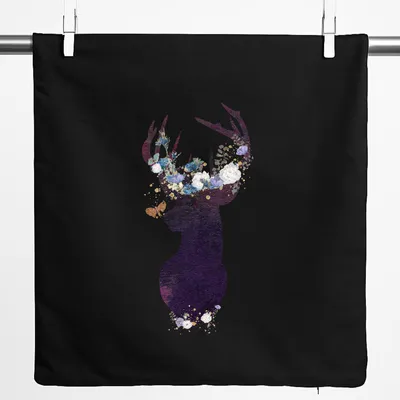 Produktbild von Huuraa Kissenbezug Hirsch Silhouette 40x40cm Black Baumwolle Dekokissenbezug Geschenkidee