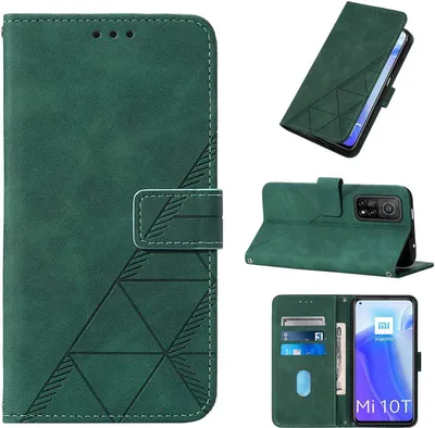 Produktbild von Xiaomi Poco M3 Pro 5G Hülle, Schlank Prägung Flip Leder Kartenfächer Schutzhülle mit Ständer für Xiaomi Redmi Note 10 5G / Poco M3 Pro 5G Grün