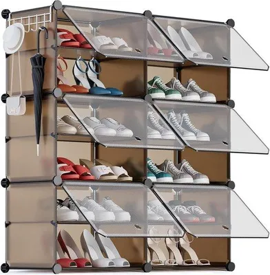 Immagine prodotto di Portascarpe per un massimo di 24 paia di scarpe, armadio a 2 ante con 6 ripiani per scarpe, antipolvere, ideale per ingresso, corridoio, camera da letto o cabina armadio.