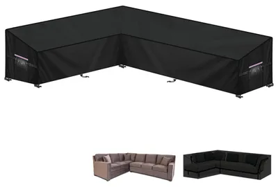 Immagine prodotto di Copertura impermeabile e resistente ai raggi UV a forma di L per mobili da giardino, dimensioni 190x280x90x80/60 cm