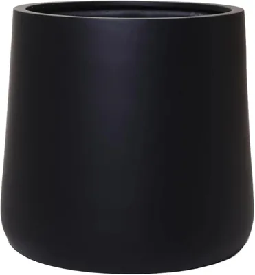 Image de VIVANNO Pot de fleurs en fibre de verre VEKRA Rond, noir mat - 42x40 cm