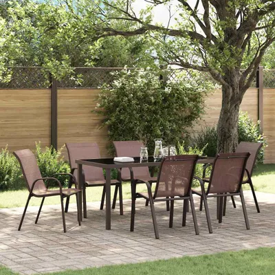 Image de vidaXL Chaises de jardin empilables 6 pcs. Marron Textilène