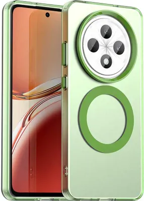 Image de Etui magnétique pour Oppo Reno12 F 5G, étui antichoc fin, mat et translucide Vert