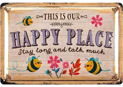 Produktbild von LANOLU Retro Blechschild Garten - This is our Happy Place - Garten Schilder für draußen, Schilder für den Garten 20x30cm