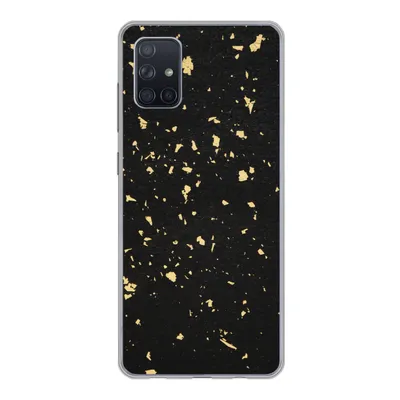 Produktbild von MuchoWow® Handyhülle Schutzhülle Hülle für Samsung Galaxy A71 Goldene Flocken auf schwarzem Hintergrund Silikon Softcase Handy Hülle - Kartenbesitzer