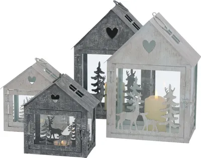 Produktbild von Boltze Gruppe Helli Laterne Haus 16-27cm sortiert 2tlg