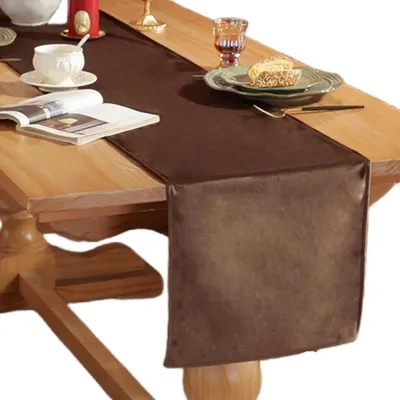 Produktbild von Samt Tischläufer abwaschbar 33 x 140 cm Dunkelbraun