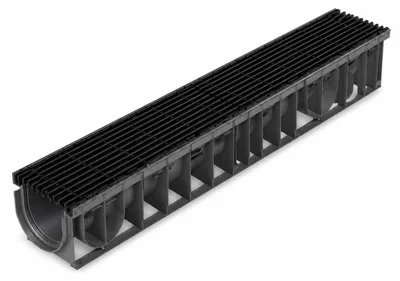 Obrázek produktu pro HAURATON RECYFIX PRO 100 Rinne Kl C Typ 01 1000x160x150mm Guss-Längsstabrost SW 9mm KTL-beschichtet, arretiert