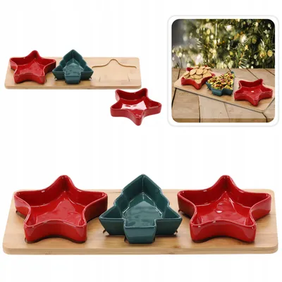 Produktbild von Hors d'oeuvres Servierset: Stern, Weihnachtsbaum - 3 Schalen Einheitsgröße