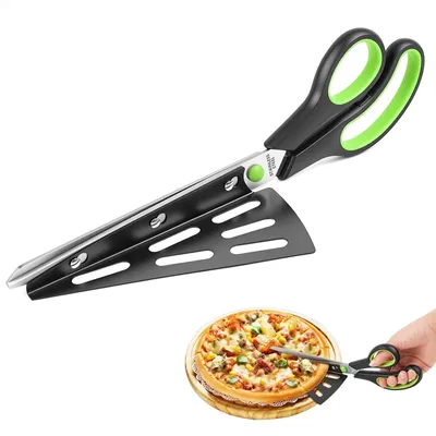Pizzaschere mit Schaufel, Edelstahl, 27,5 cm, Grün