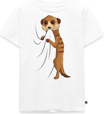 Produktbild von Spreadshirt Süßes Erdmännchen Geschenkidee Kinder Premium T-Shirt, 110/116 (4 Jahre), Weiß