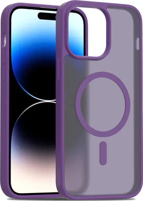 Obrázek produktu pro Magnetické pouzdro pro iPhone 14 Pro Max, kompatibilní s MagSafe, matná průsvitná zadní strana, odolné proti nárazům Fialová