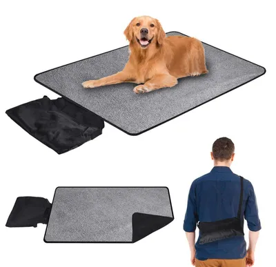 Immagine prodotto di Coperta pieghevole per cani, 95 x 65 cm | Impermeabile | Utilizzabile su entrambi i lati | Lavabile