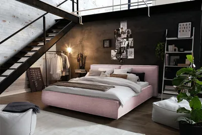 Produktbild von KAWOLA Bett CARLO Polsterbett Stoff rosa 160x200cm