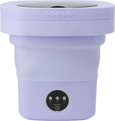 Obrázek produktu pro 6.5L pračka Skládací přenosná automatická pračka s hloubkovým čištěním a odstřeďováním s vodní trubicí 100?240V Fialová EU zástrčka