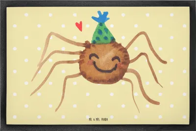 Produktbild von Mr. & Mrs. Panda Fußabtreter Spinne Agathe Party 40 x 60 cm - Gelb Pastell - Geschenk, Selbstliebe, Wunder, abstreifer, Fussmatte, fußmatte, Glück, Schmutzmatte