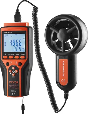 Obrázok produktu pre Rozdelený ručný anemometer, 14℉-140℉, digitálny merač rýchlosti vetra CFM s LED podsvietením obrazovky, meria rýchlosť vetra, teplotu vetra, prietok vzduchu, chladný vietor, pre plachtenie, surfovanie, lietanie, HVAC