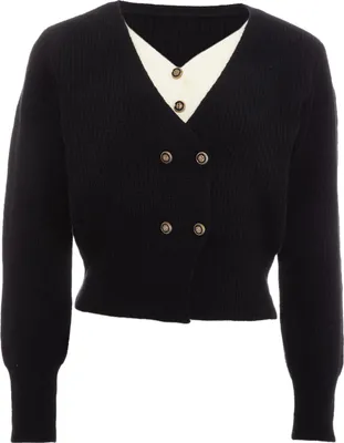 Produktbild von CARNEA damen strickjacke - schwarz wollweiss, M