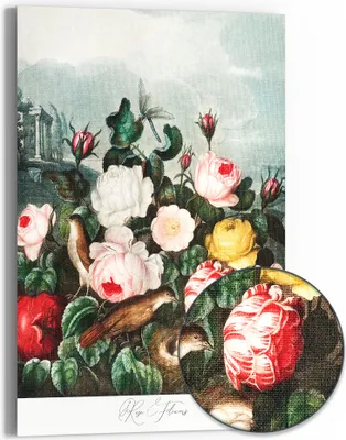 Produktbild von DEQOART Hybrid Leinwand Bild 60x90 cm 'Rosengartenzauber' Wandbild Glas flach modern
