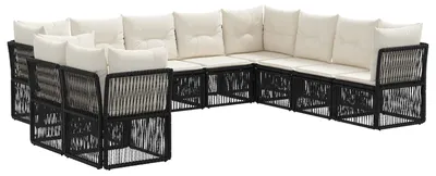 Produktbild von vidaXL Gartensofa-set 10 pcs Schwarz Poly-Rattan