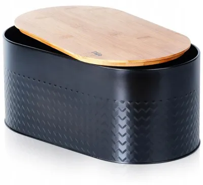 Produktbild von Vilde Brotkasten Schwarz Stahl mit Holzdeckel