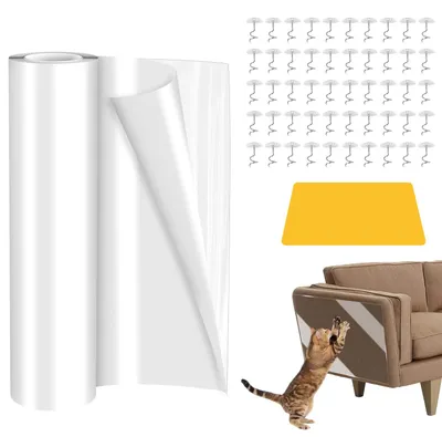 Produktbild von Kratzschutz Sofa Katze, 5.0m x 40cm Transparent Kratzfolie Katzen Selbstklebend, Katzen Kratzschutz für Möbel, Anti Kratz Folie für Katze, Katzenkratzschutzmatte für Möbel, Couch, Tür & Wand