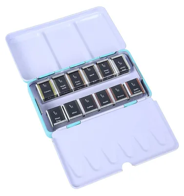 Obrázok produktu pre Sada akvarelových farieb s 12 metalickými odtieňmi pre umelcov