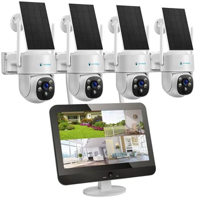 Produktbild von LUVISION Dual WLAN PTZ Überwachungssystem mit LED Monitor 4MP Solar PTZ Überwachungskamera Mikrofon, Sirene, Smarte Nachtsicht