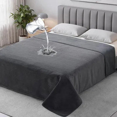 Zdjęcie produktu dla Wodoodporny koc 3-warstwowy, chroniący przed wilgocią, ciemnoszary, 203x229 cm