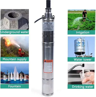 Produktbild von Tiefbrunnenpumpe Brunnenpumpe Schraubenpumpe   Tauchpumpe Gartenpumpe Rohrpumpe Edelstahl Wasserpumpe 220V 250W 1600 L/h 20m kabel
