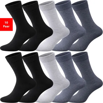 Produktbild von Business Socken Herren & Damen 5er-10er Pack Komfortbund ohne Druck Baumwolle - Basic Mix, 47-52, 10er Pack