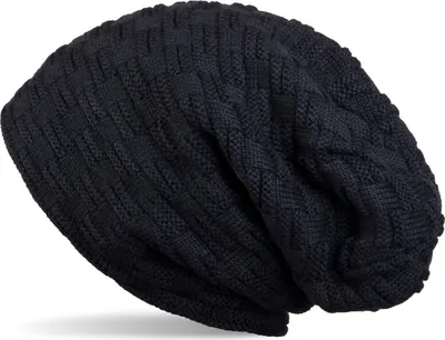 Produktbild von styleBREAKER Feinstrick Longbeanie Mütze mit Flecht Muster und warmem Fleece Innenfutter | Winter Strickmütze Uni elastisch weich bequem warm