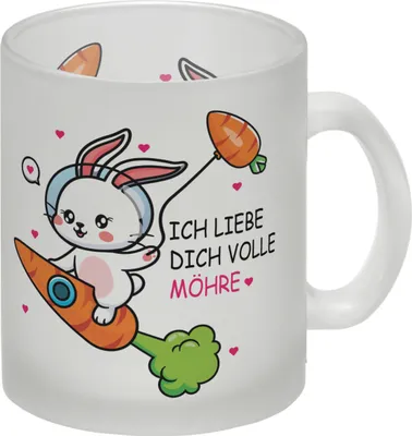 Produktbild von Ich liebe dich volle Möhre Häschen Glas Tasse