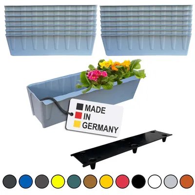 Produktbild von BURI 12 Euro-Paletten Blumenkästen-Einsätze inkl. Bewässerungsmatte | 37,3cm Grau | Pflanzkasten für Europalette Palette | Balkonkasten | Blumentopf | aus stabilen Kunststoff |  Germany
