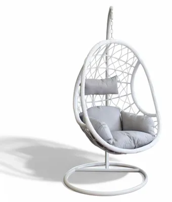 Immagine prodotto di Dondolo ovale in metallo con seduta in wicker bianco con diametro 95xH195 cm