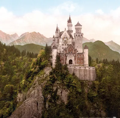 Produktbild von Schloß Neuschwanstein Kunstdruck Bild - Das Märchenschloss Um 1900 (40 x 40 cm)