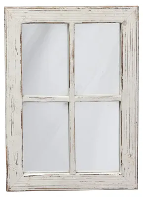 Rustieke Wandspiegel 28x39,5 cm, Distressed Weiß, Holzrahmen