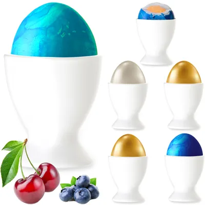Produktbild von PLATINUX Weiße Eierbecher aus Glas Set 6-Teilig Eierständer Eierhalter Frühstück Brunch Egg-Cup 35ml Likörgläser