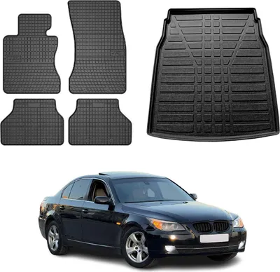 Produktbild von Fußmatten & Kofferraumwanne Set für BMW 5er E60 2001-2010 Gummi TPE Schwarz 5x