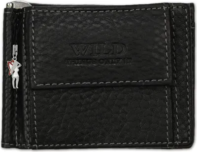 Immagine prodotto di Wild Things Only clip da uomo in pelle nera con protezione RFID OPJ121S