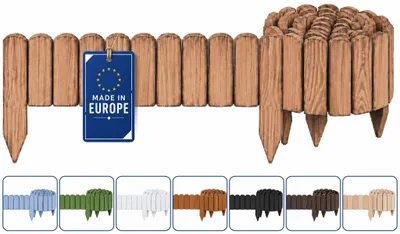 Obrázek produktu pro Woodygift Dřevěné ohraničení záhonů zahradní plot palisáda obruba trávníku flexibilní svinovací plůtek opalovaný 10x200 cm
