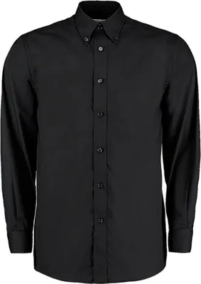 Produktbild von Kustom Kit Slim Fit Herren Business Langarm Hemd, Größe:L (42cm), Farbe:Schwarz