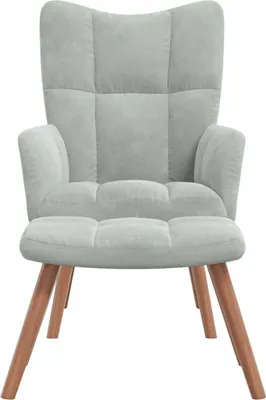 Produktbild von vidaXL Relaxsessel mit Hocker Hellgrau Samt