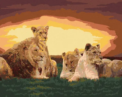 Immagine prodotto di Zuty - Dipingere con i numeri - FAMIGLIA DI LEONI, 40x50 cm, tela tesa su telaio