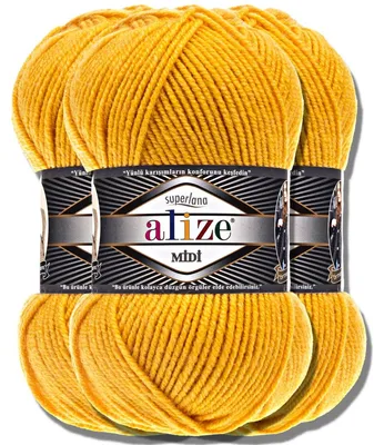 Imagen del producto de Alize 3x 100g Superlana Midi, hilo de lana, color sólido, ideal para tejer a crochet o a dos agujas (488)