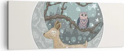 Produktbild von Bild auf Leinwand - Leinwandbild - Tiere Nacht Mond Eule - 140x50cm - Wand Bild - Wanddeko - Leinwanddruck - Bilder - Kunstdruck - Wanddekoration - Leinwand bilder - Wandkunst - AB140x50-2853