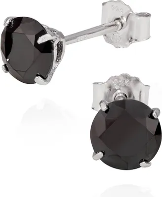 Produktbild von Paar 925 Sterling Silber Rhodiniert Ohrstecker Schwarz Zirkonia 6mm 5339