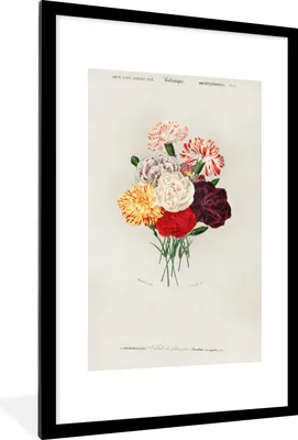 Produktbild von MuchoWow® MuchoWow® Gerahmtes Poster Blumen - Vintage - Blatt 60x90 cm - Poster mit zchwarzem Bilderrahmen - Dekoration - Wandposter Wohnzimmer - Hochwertig