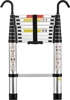 Produktbild von STANEW Teleskopleiter Aluminium 2,6m,Rutschfester Klappleiter Stehleiter Mehrzweckleiter, Abnehmbare Armlehne, Ausziehbare Leiter, Multifunktional Ladder, Maximale Belastbarkeit 150 kg